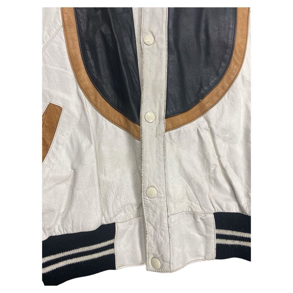 Vintage Michael Alle Manufacturers Leather Basketball Jacket Men's Sz Med. *READ - Picture 4 of 13